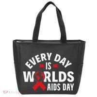 Every Day Is Worlds Aids Day HIV AIDS Awareness Red Ribbon Tote Bag thumb 0
