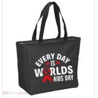 Every Day Is Worlds Aids Day HIV AIDS Awareness Red Ribbon Tote Bag thumb 2