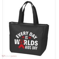 Every Day Is Worlds Aids Day HIV AIDS Awareness Red Ribbon Tote Bag thumb 3
