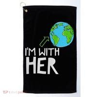 Earth Day I'm With Her World Nature Funny Environment Cool Golf Towel thumb 0