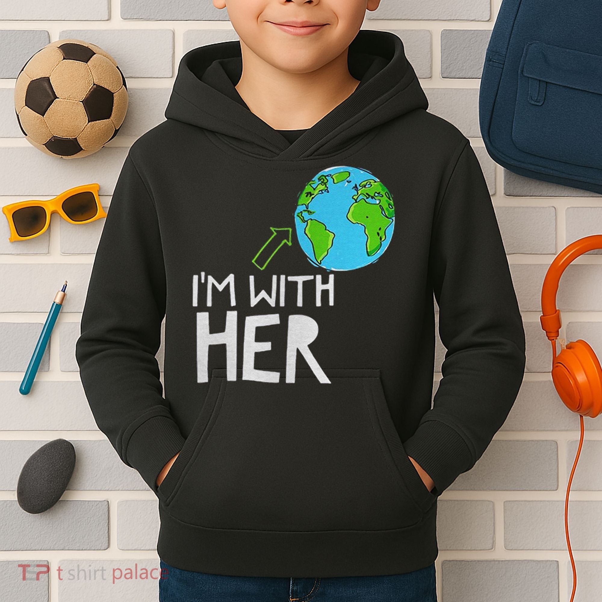 Earth Day I'm With Her World Nature Funny Environment Cool Kids Hoodie