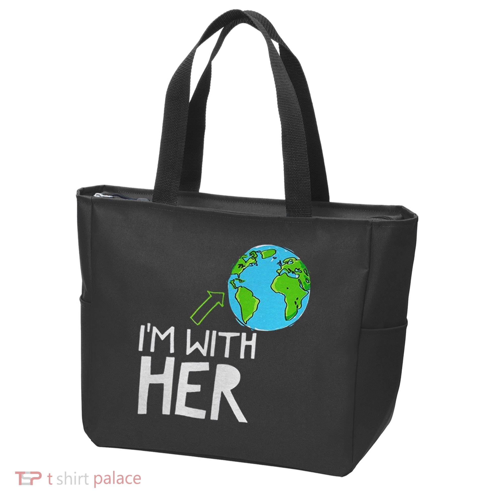 Earth Day I'm With Her World Nature Funny Environment Cool Tote Bag