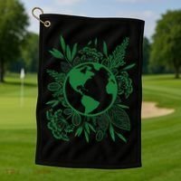 Earth Day Live Green Peace, Love, Reuse, Recycle Golf Towel thumb 1