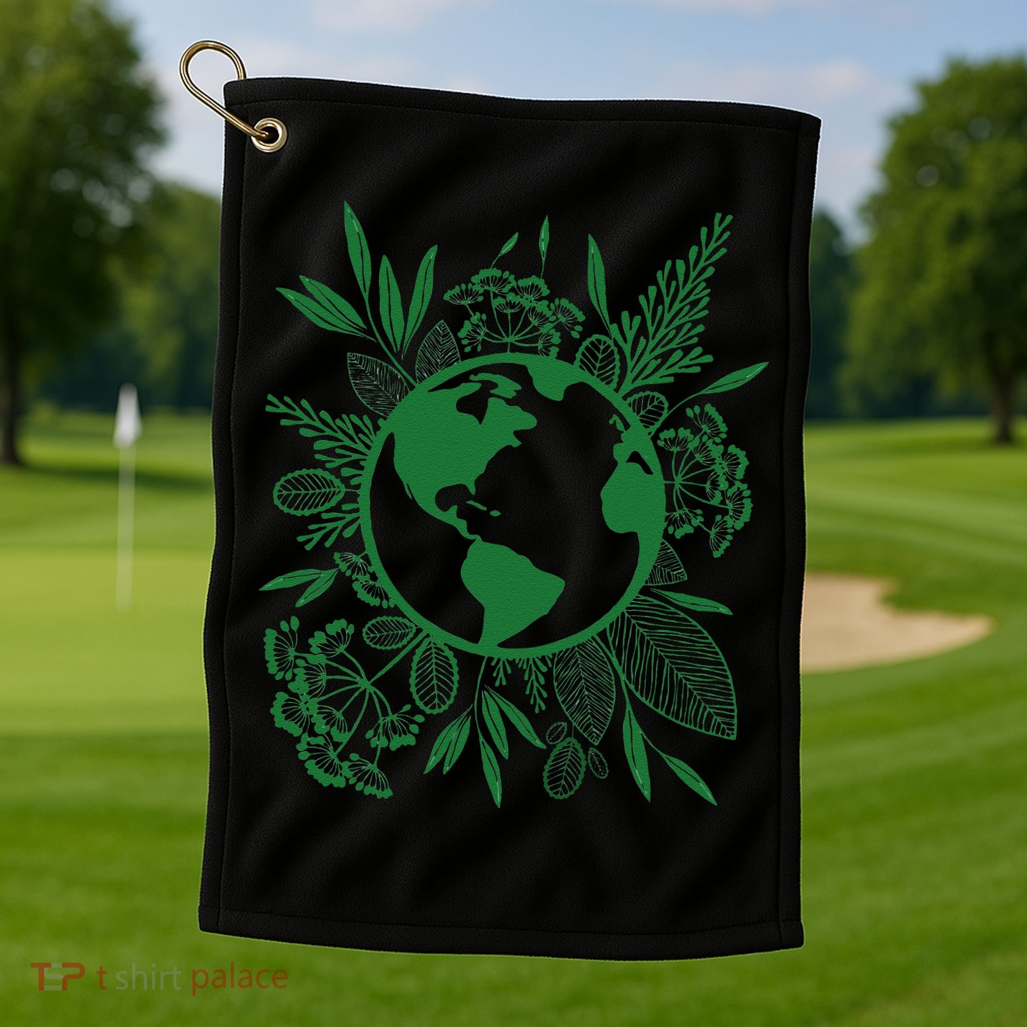 Earth Day Live Green Peace, Love, Reuse, Recycle Golf Towel