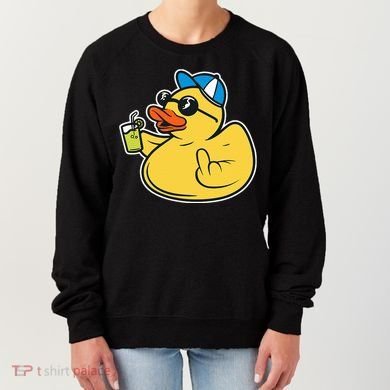 Evil Duck Middle Finger Cheeky Rubber Duck Women's Sweatshirt
