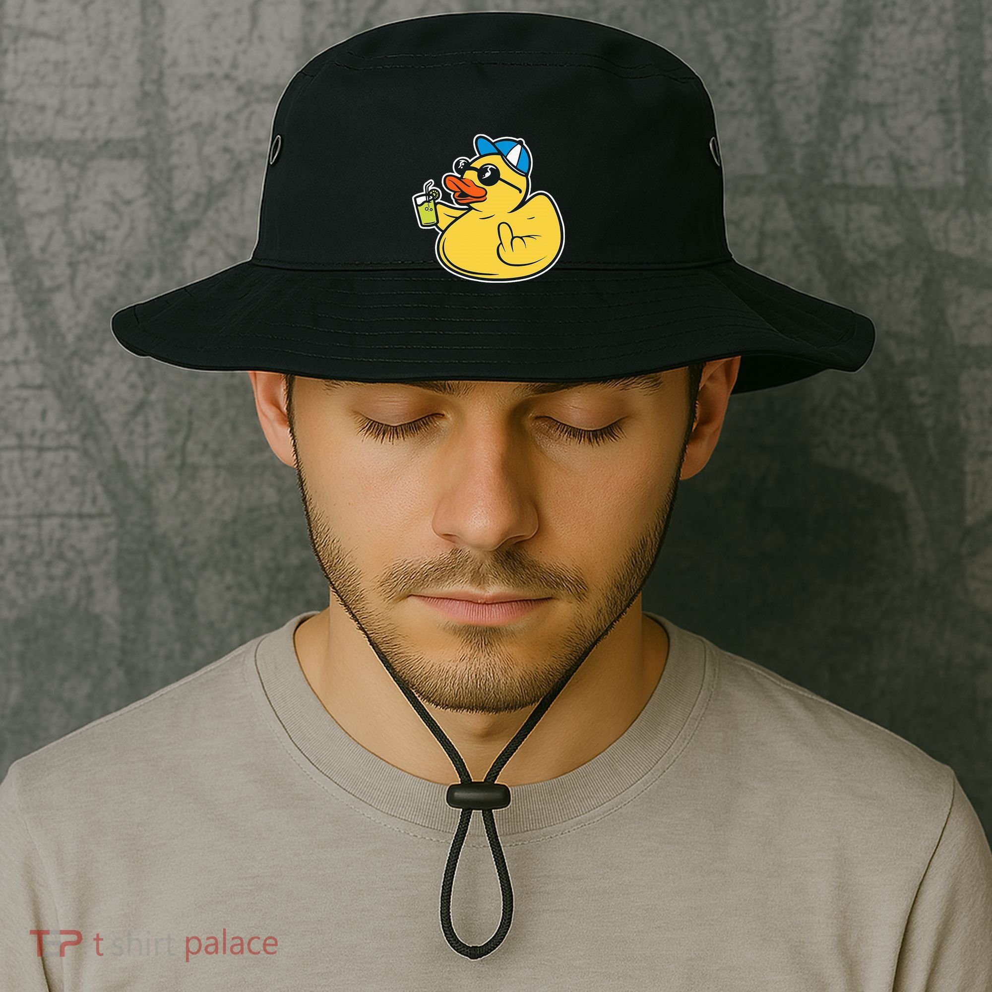 Evil Duck Middle Finger Cheeky Rubber Duck Bucket Hat