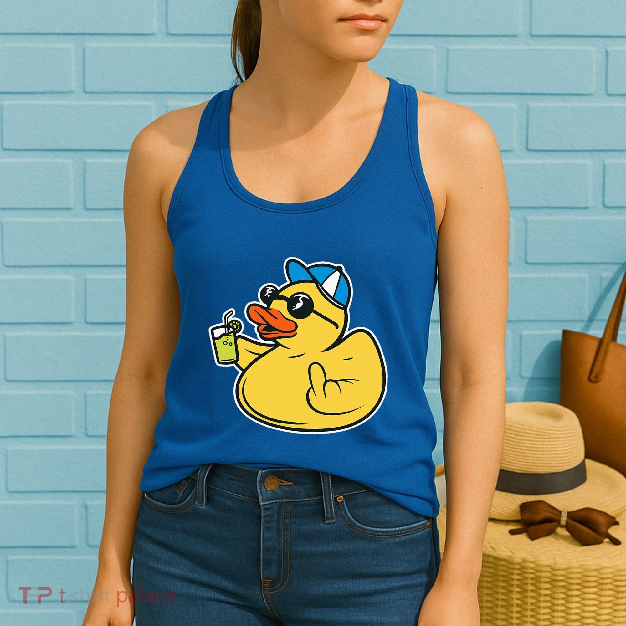 Evil Duck Middle Finger Cheeky Rubber Duck Women's Tank Top