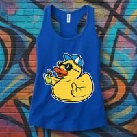 Evil Duck Middle Finger Cheeky Rubber Duck Women's Tank Top thumb 3