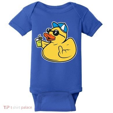Evil Duck Middle Finger Cheeky Rubber Duck Baby Bodysuit