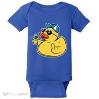 Evil Duck Middle Finger Cheeky Rubber Duck Baby Bodysuit thumb 0