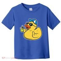 Evil Duck Middle Finger Cheeky Rubber Duck Toddler T-Shirt thumb 0