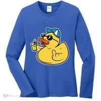 Evil Duck Middle Finger Cheeky Rubber Duck Women's Long Sleeve Shirt thumb 0