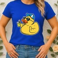 Evil Duck Middle Finger Cheeky Rubber Duck Women's T-Shirt thumb 2