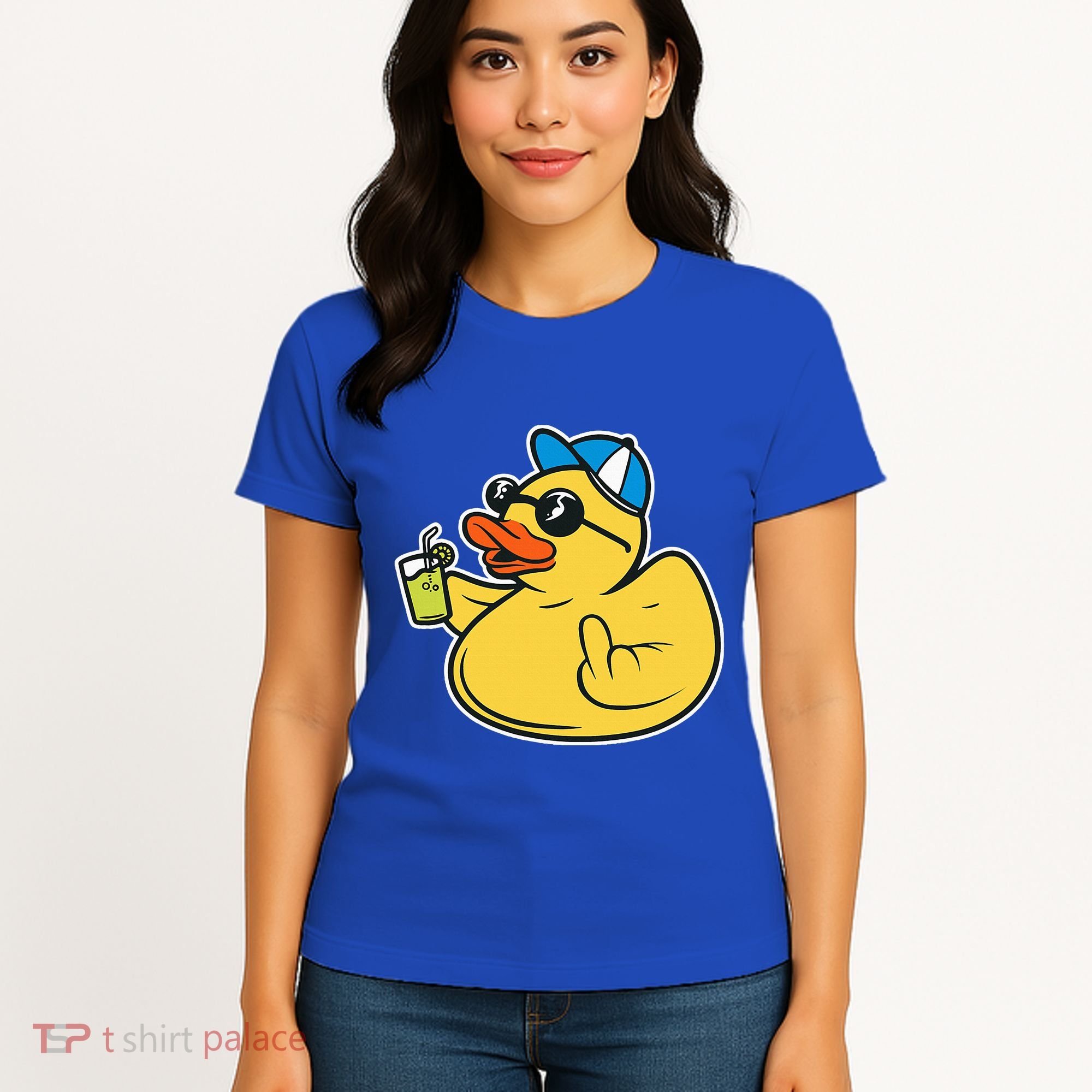 Evil Duck Middle Finger Cheeky Rubber Duck Women's T-Shirt
