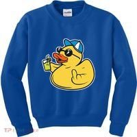 Evil Duck Middle Finger Cheeky Rubber Duck Kids Sweatshirt thumb 0