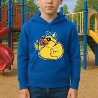Evil Duck Middle Finger Cheeky Rubber Duck Kids Hoodie thumb 2