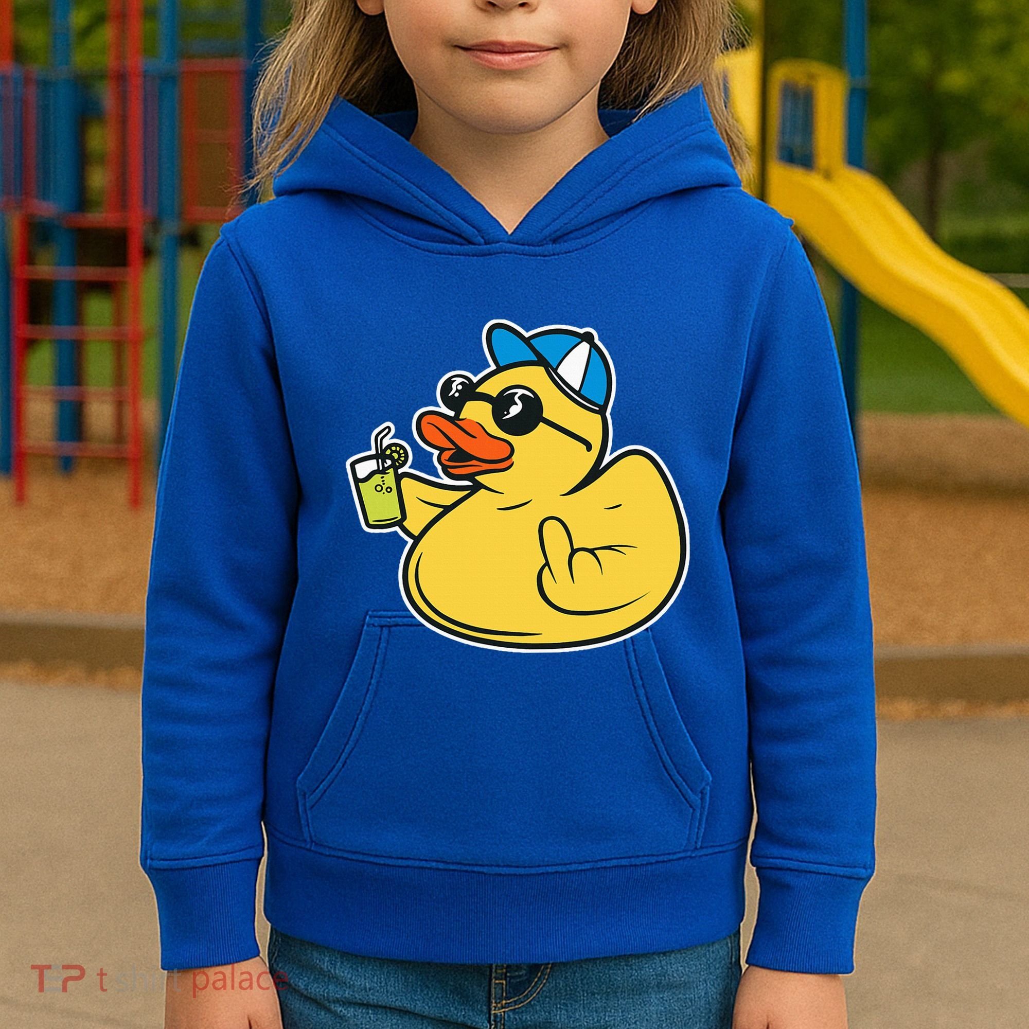 Evil Duck Middle Finger Cheeky Rubber Duck Kids Hoodie
