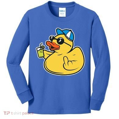 Evil Duck Middle Finger Cheeky Rubber Duck Kids Long Sleeve Shirt