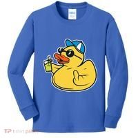 Evil Duck Middle Finger Cheeky Rubber Duck Kids Long Sleeve Shirt thumb 0