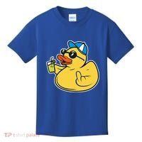 Evil Duck Middle Finger Cheeky Rubber Duck Kids T-Shirt thumb 0