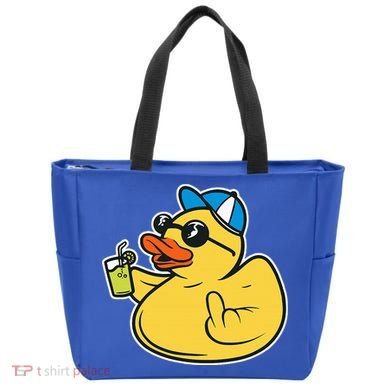 Evil Duck Middle Finger Cheeky Rubber Duck Tote Bag