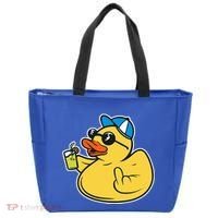 Evil Duck Middle Finger Cheeky Rubber Duck Tote Bag thumb 0