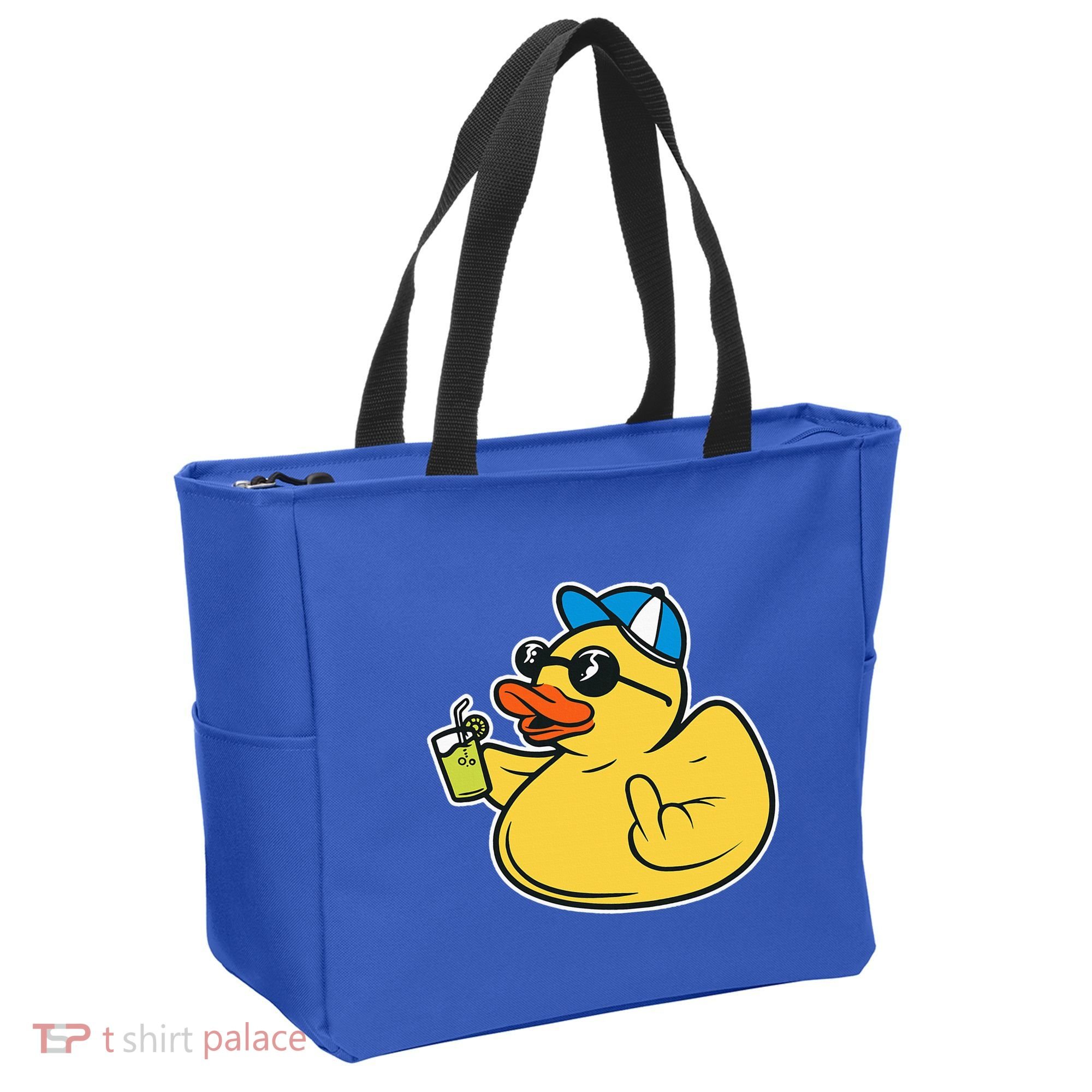 Evil Duck Middle Finger Cheeky Rubber Duck Tote Bag