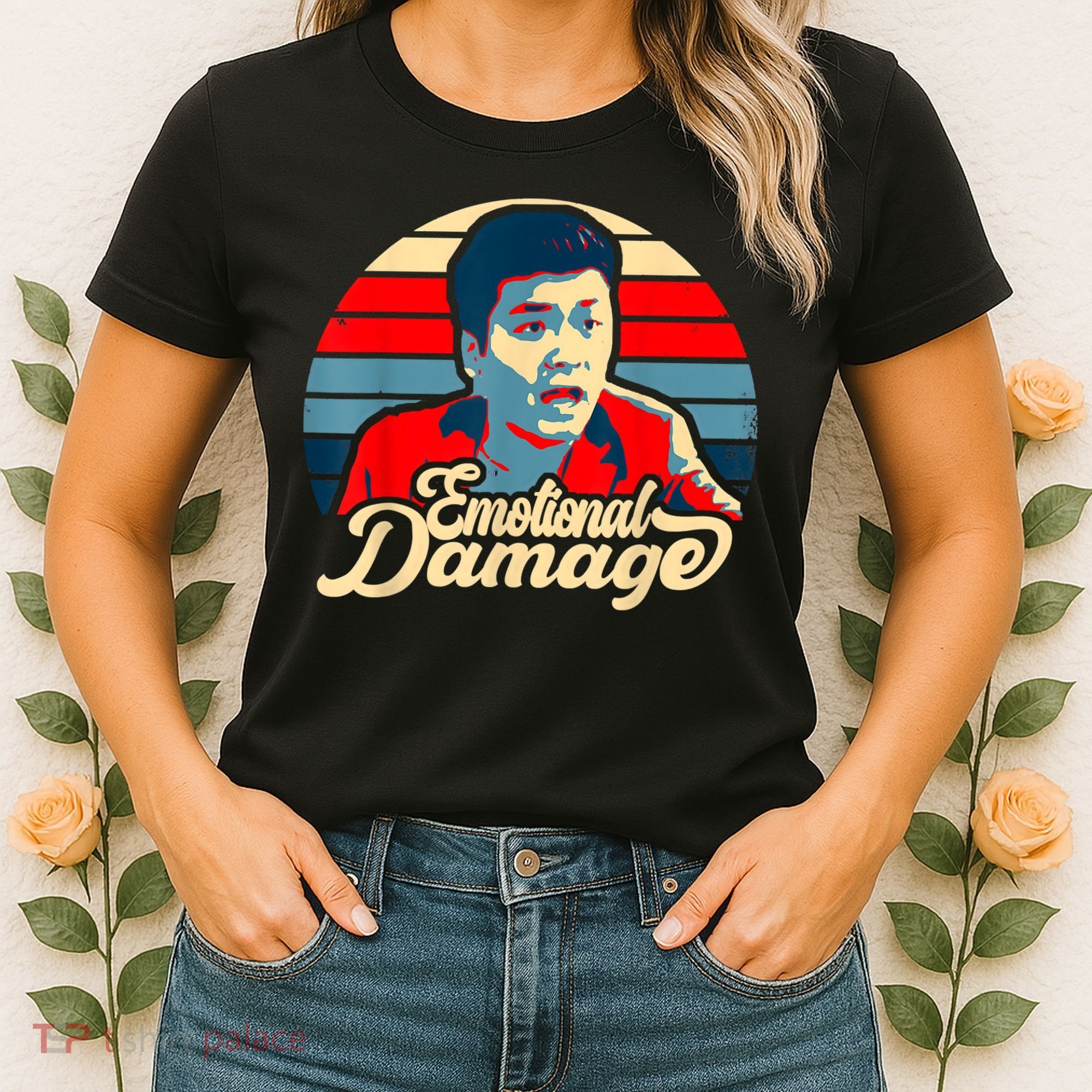 Emotional Damage Meme Funny Asian Guy Retro Hope Sunset Women's T-Shirt