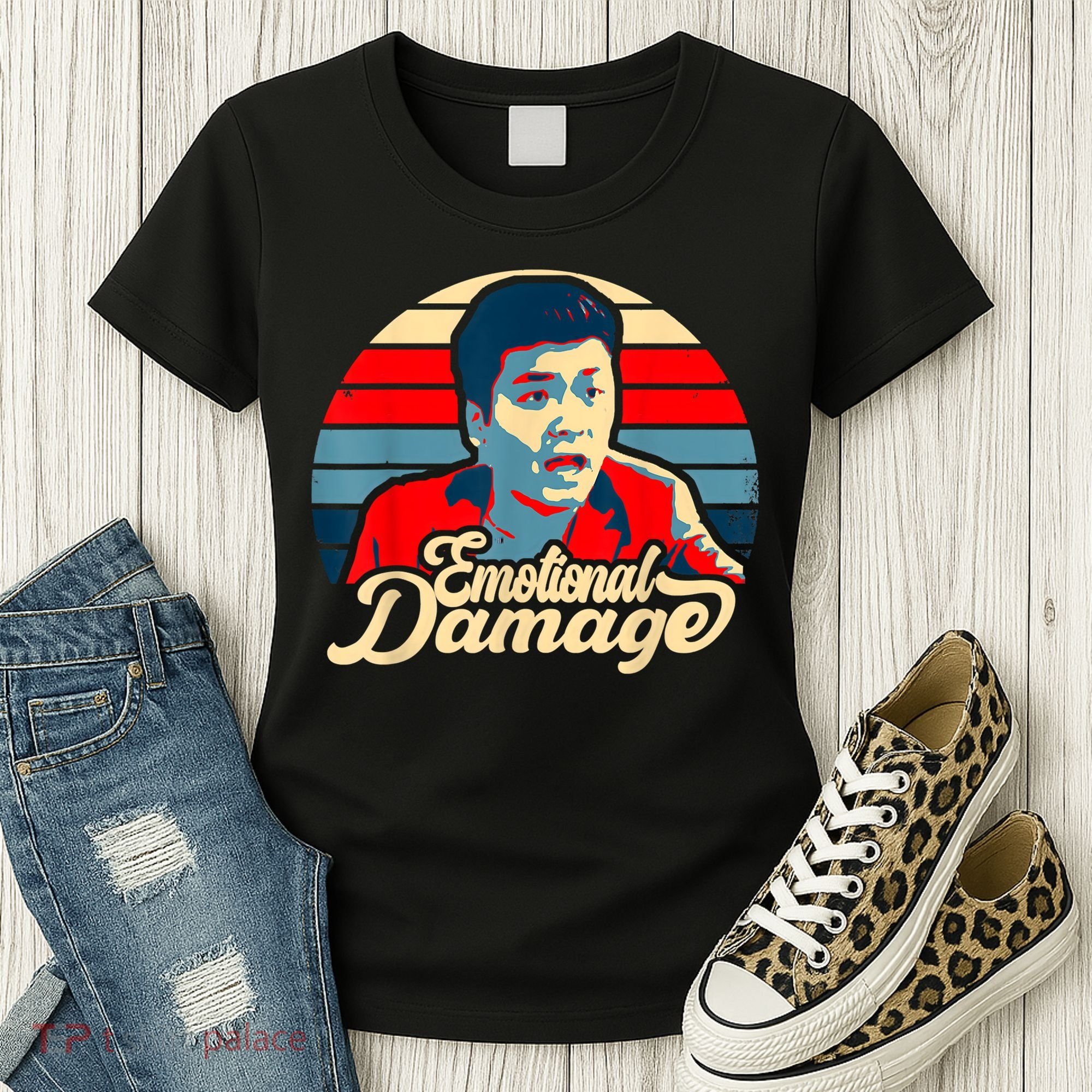 Emotional Damage Meme Funny Asian Guy Retro Hope Sunset Women's T-Shirt