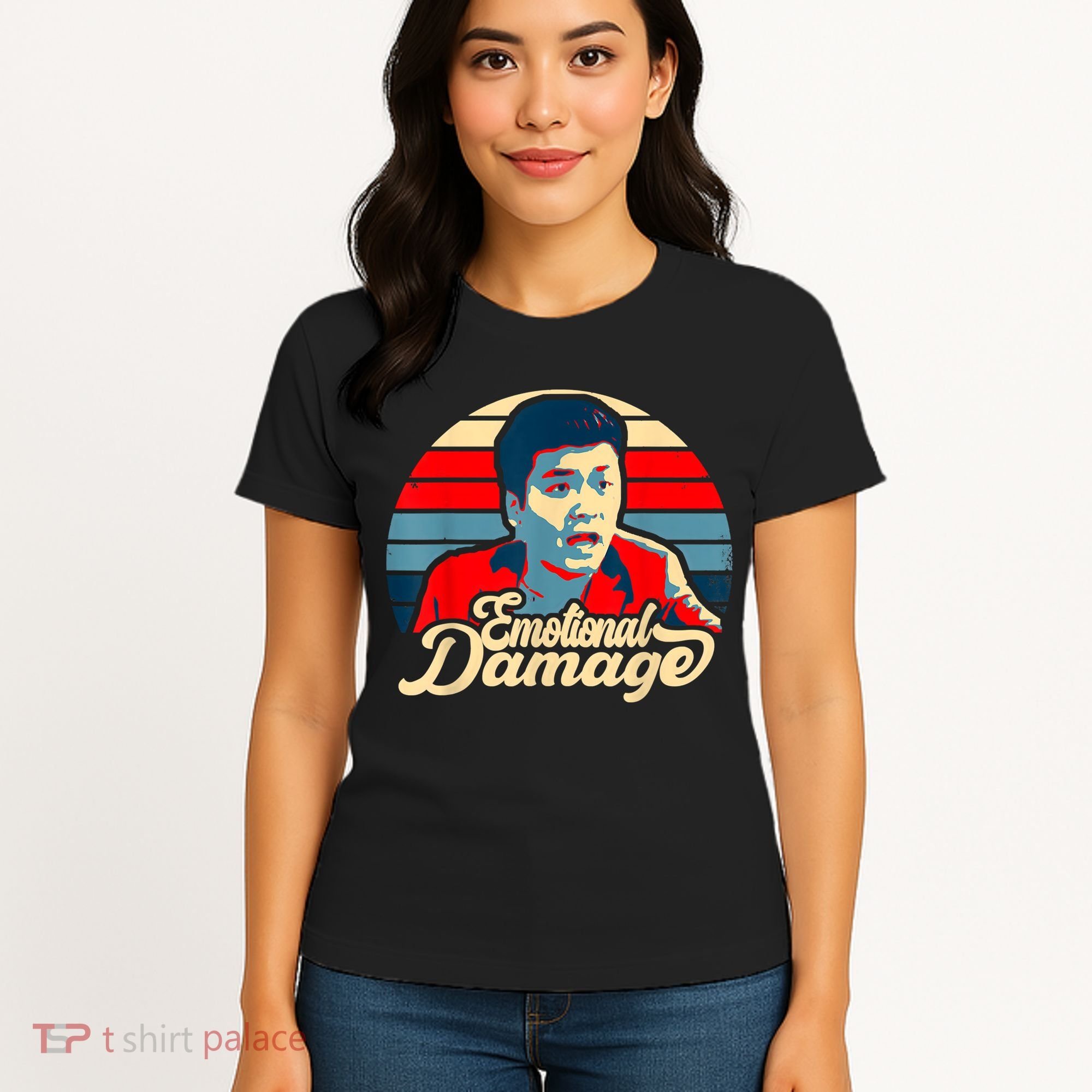 Emotional Damage Meme Funny Asian Guy Retro Hope Sunset Women's T-Shirt