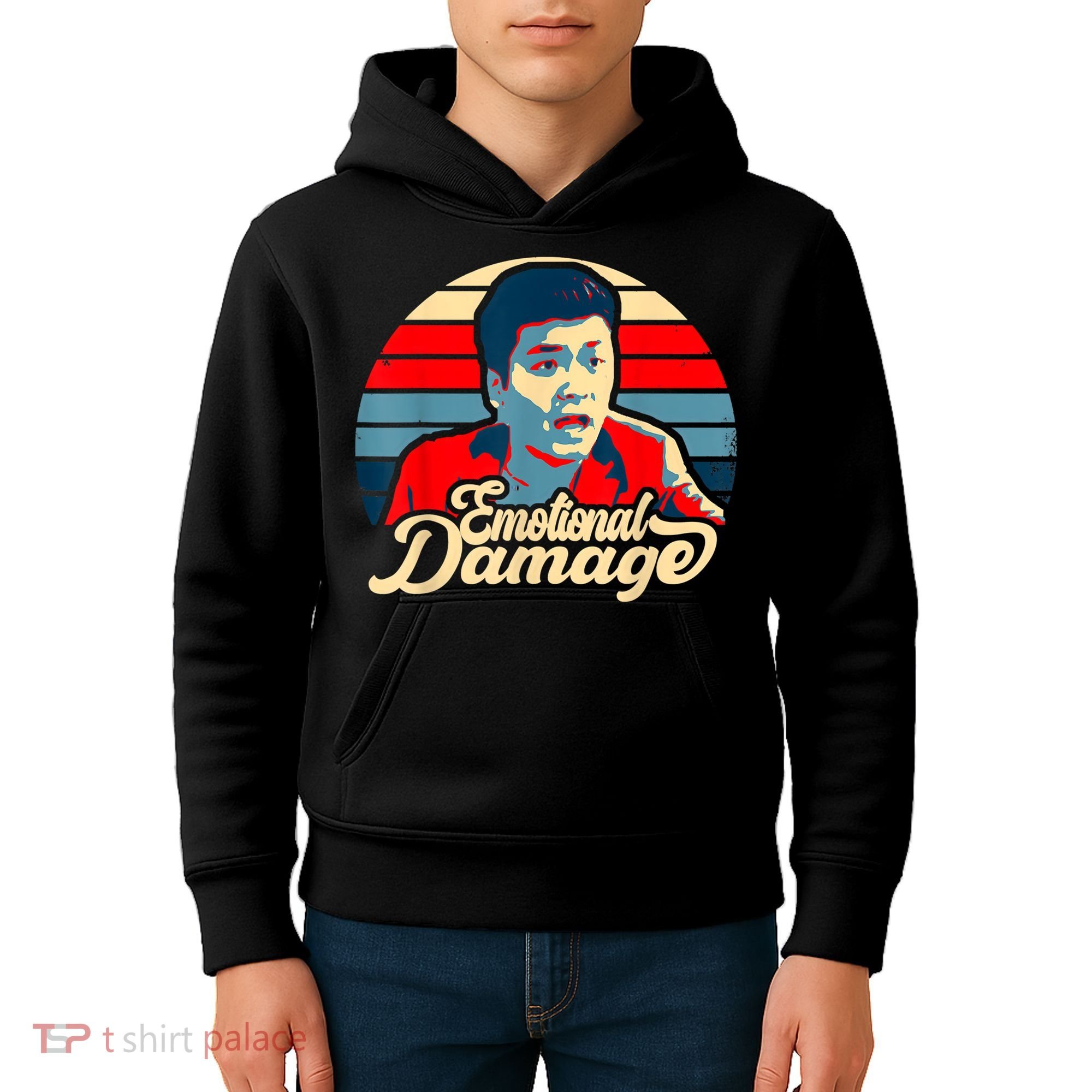 Emotional Damage Meme Funny Asian Guy Retro Hope Sunset Kids Hoodie