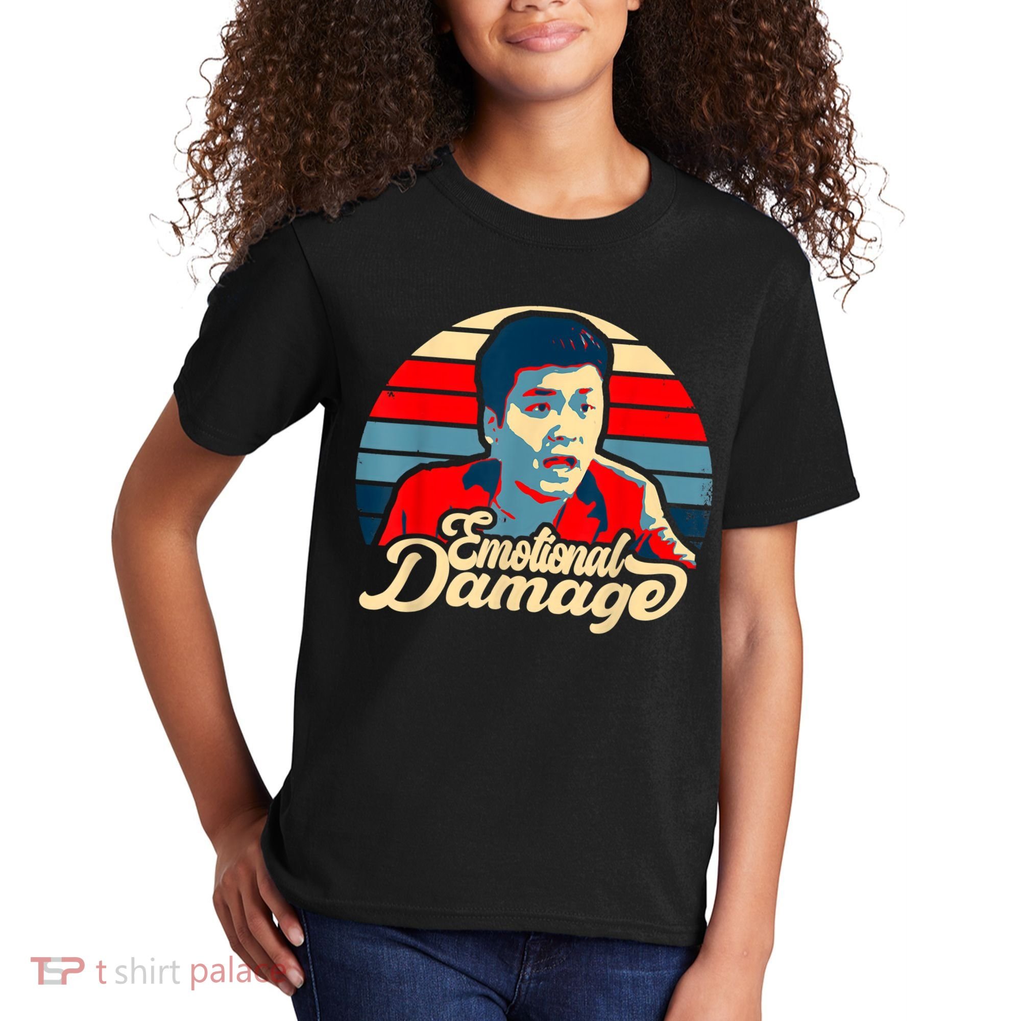 Emotional Damage Meme Funny Asian Guy Retro Hope Sunset Kids T-Shirt