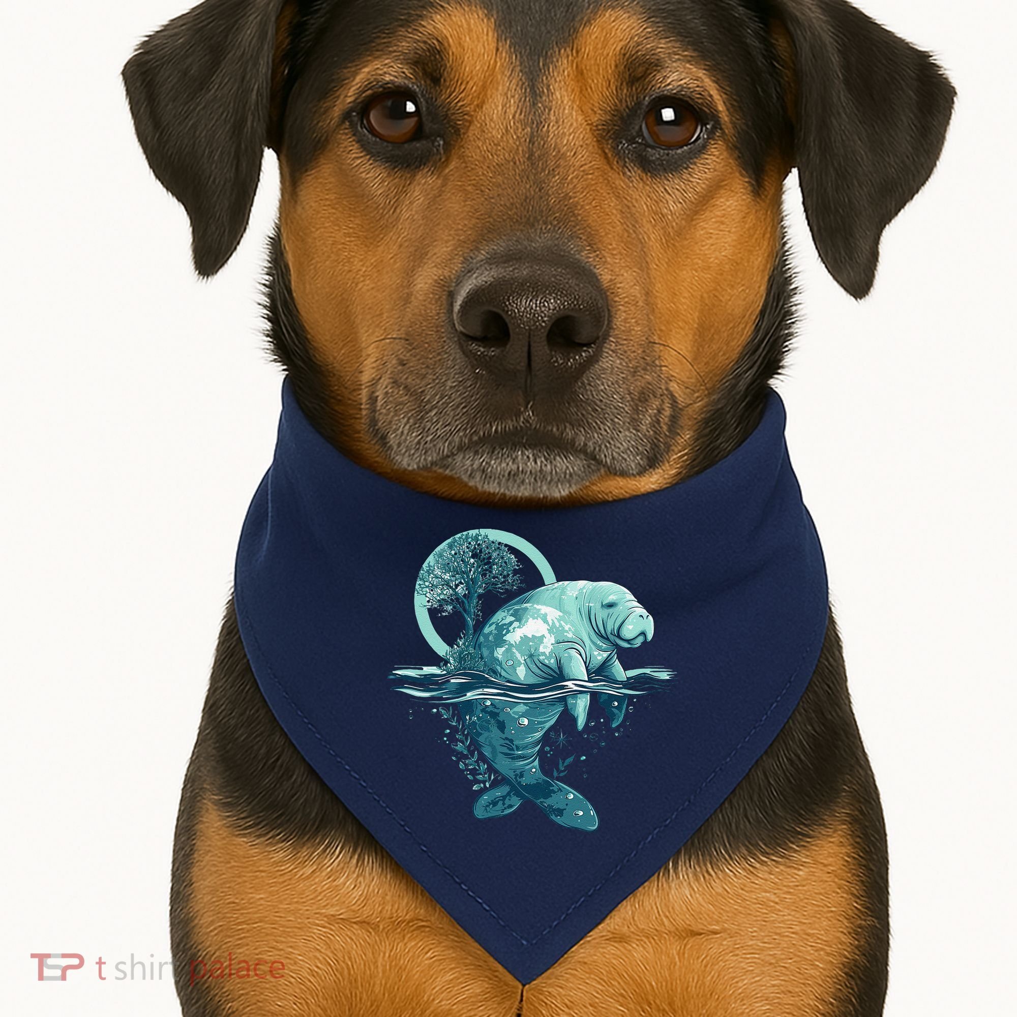 Earth Day Manatee Earth Day Manatee Artwork USA-Made Doggie Bandana