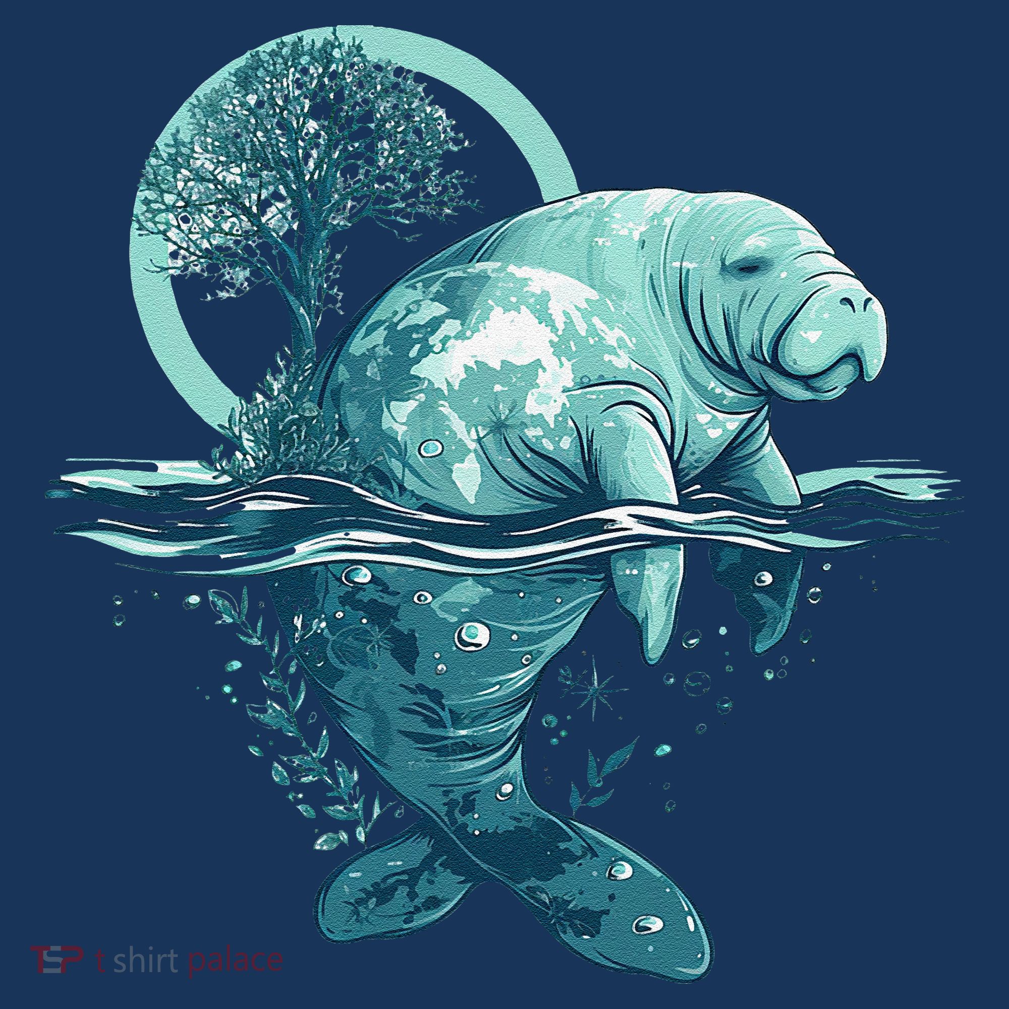 Earth Day Manatee Earth Day Manatee Artwork Button