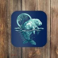 Earth Day Manatee Earth Day Manatee Artwork Coaster thumb 0