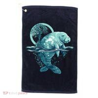 Earth Day Manatee Earth Day Manatee Artwork Golf Towel thumb 0