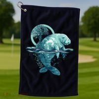 Earth Day Manatee Earth Day Manatee Artwork Golf Towel thumb 1