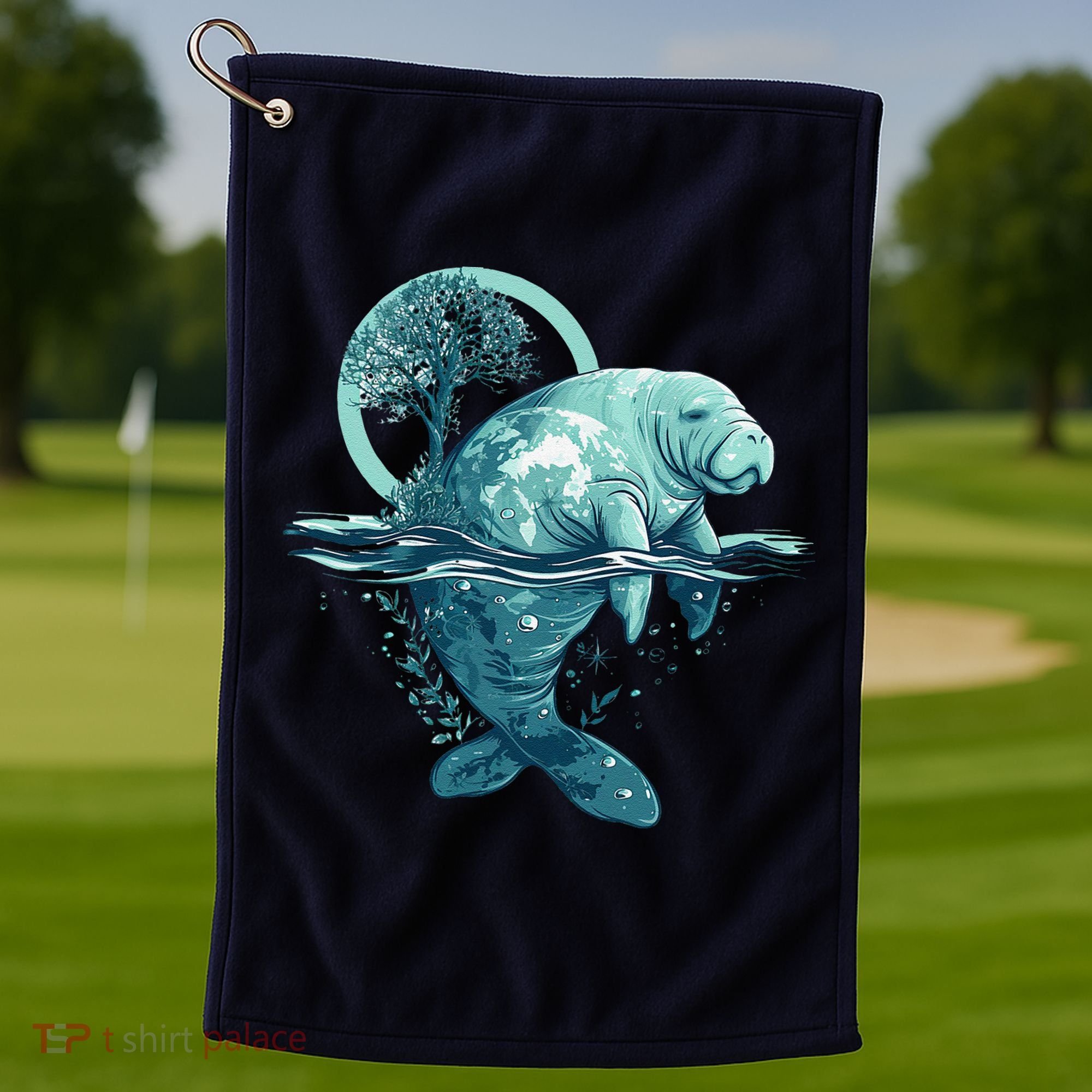 Earth Day Manatee Earth Day Manatee Artwork Golf Towel