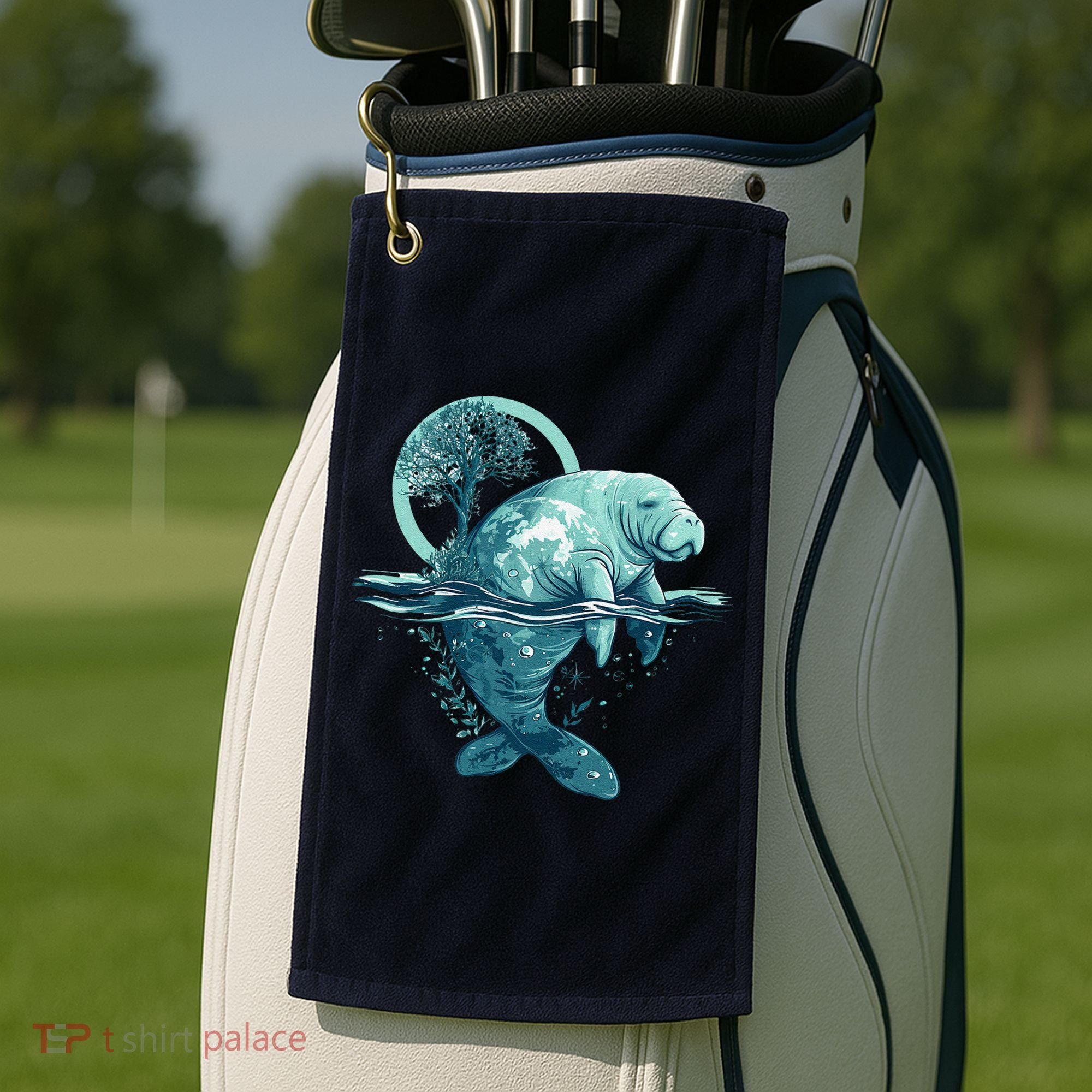 Earth Day Manatee Earth Day Manatee Artwork Golf Towel