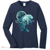 Earth Day Manatee Earth Day Manatee Artwork Women's Long Sleeve Shirt thumb 0