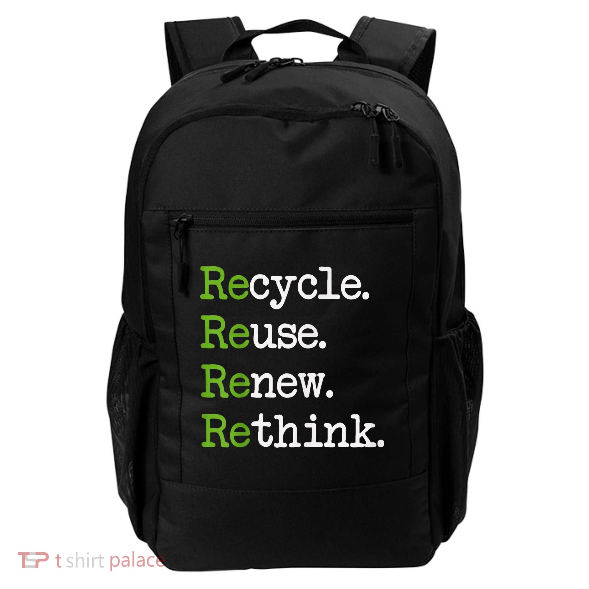 Earth Day Recycle Reuse Renew Rethink Environmental Activism Backpack