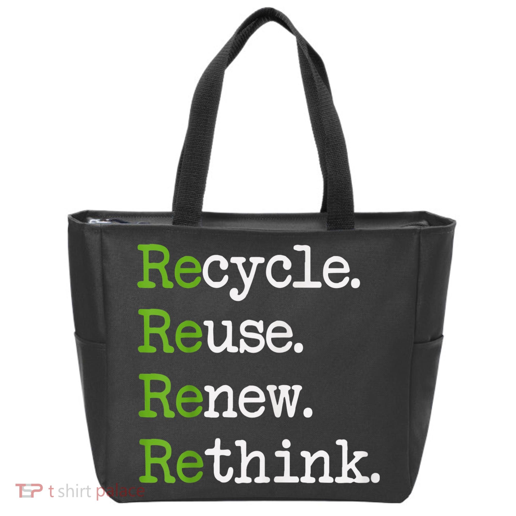 Earth Day Recycle Reuse Renew Rethink Environmental Activism Tote Bag