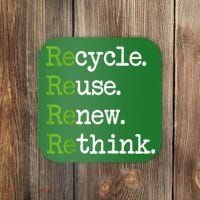 Earth Day Recycle Reuse Renew Rethink Environmental Activism Coaster thumb 0