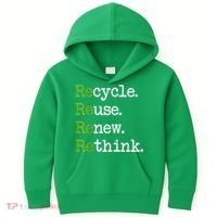 Earth Day Recycle Reuse Renew Rethink Environmental Activism Kids Hoodie thumb 0
