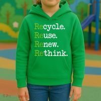 Earth Day Recycle Reuse Renew Rethink Environmental Activism Kids Hoodie thumb 3