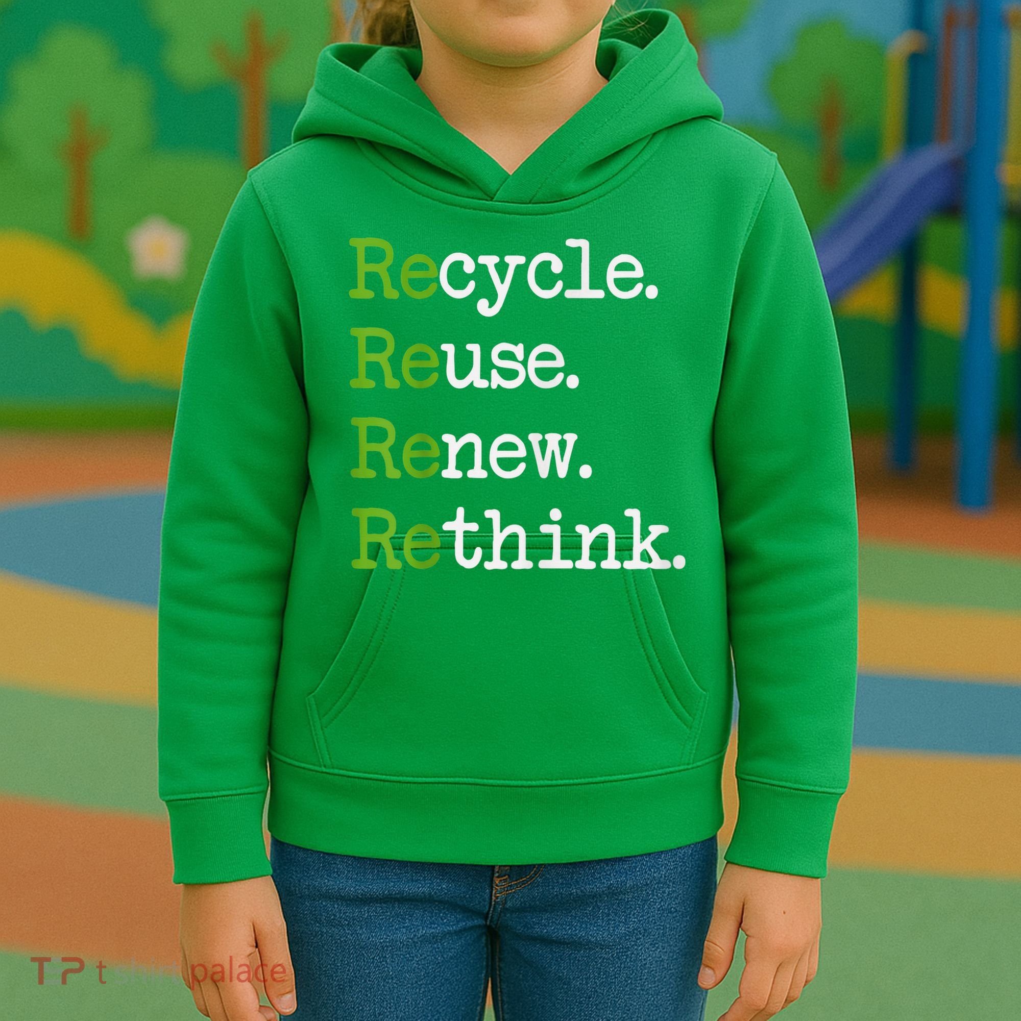 Earth Day Recycle Reuse Renew Rethink Environmental Activism Kids Hoodie