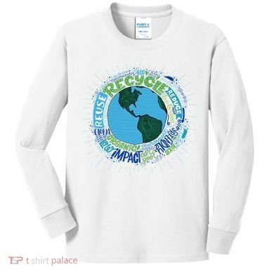 Earth Day Recycle Globe Kids Long Sleeve Shirt