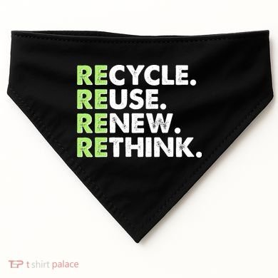 Earth Day Recycle Reuse Renew Rethink USA-Made Doggie Bandana