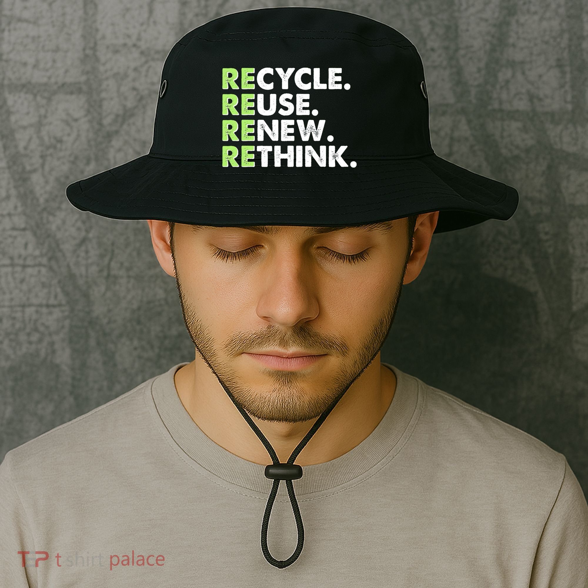 Earth Day Recycle Reuse Renew Rethink Bucket Hat