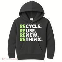 Earth Day Recycle Reuse Renew Rethink Kids Hoodie thumb 0
